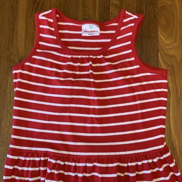 HANNA ANDERSSON Striped Dress Girls 8 130 Red Sleeveless Stripe Pockets Girl HA - Picture 3 of 6